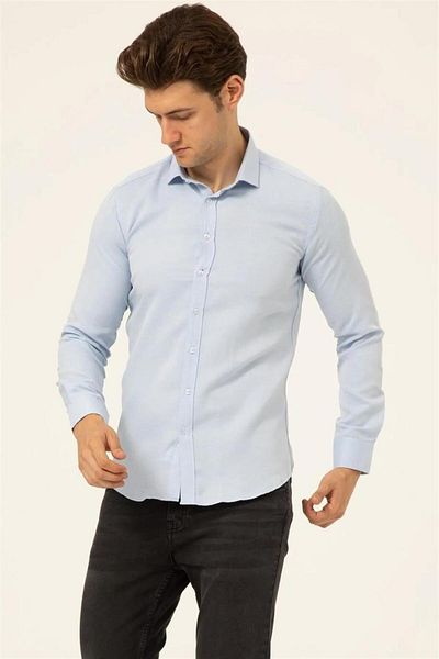 SÜVARİ Ανδρικό πουκάμισο Ice Blue Cavalier Slim Fit