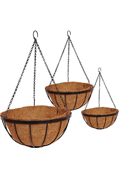 Nettenevime Sarkaç Çiçek Sepeti 3lü Coco Elyaf Makreme Saksı 20-25-30cm