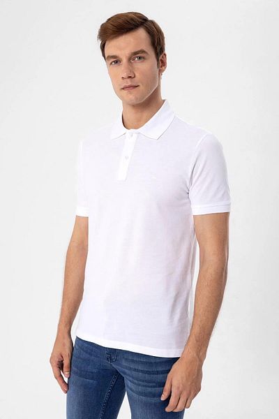 SÜVARİ Μπλουζάκι Polo Neck Regular Fit Λευκό Dobby
