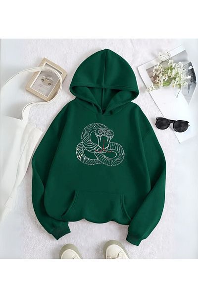 Touz Moda Φούτερ με κουκούλα με τυπωμένη λεπτομέρεια Snake Web Stone Processing
