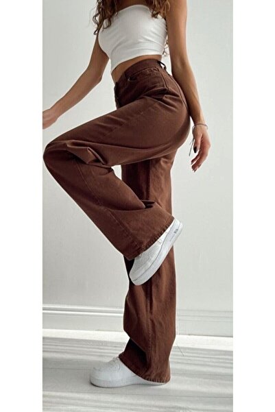 Livik Elena Power Lycra Loose Γυναικείο Ανοιχτό Καφέ Ψηλόμεσο Loose Leg Τζιν Τζιν