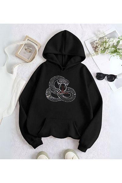 Touz Moda Φούτερ με κουκούλα με τυπωμένη λεπτομέρεια Snake Web Stone Processing