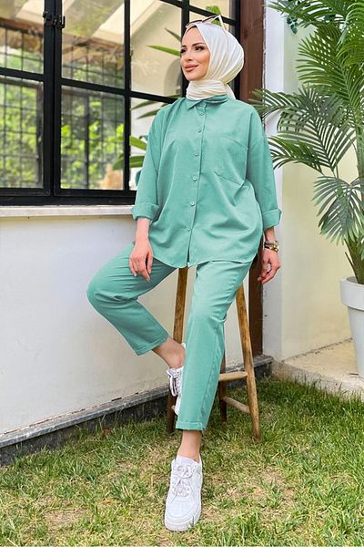 Bestenur mint Shirt and Trousers Set - 1057