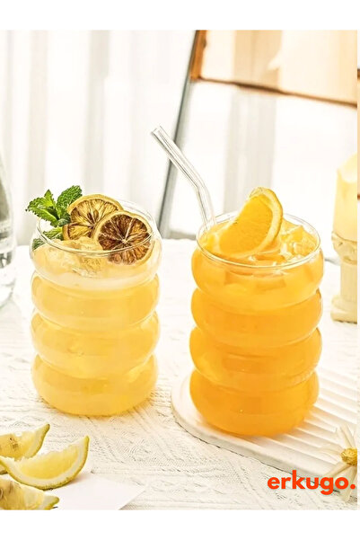 ERKUGO 2 Adet Bubble Borosilikat Sunum Ve Kahve Bardağı, Isı Dayanıklı Meşrubat Bardağı(350 ML) Bubblecup