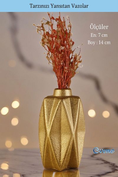 Evene Small Vase for Home Decoration - Tabletop, Gold Color Model 21