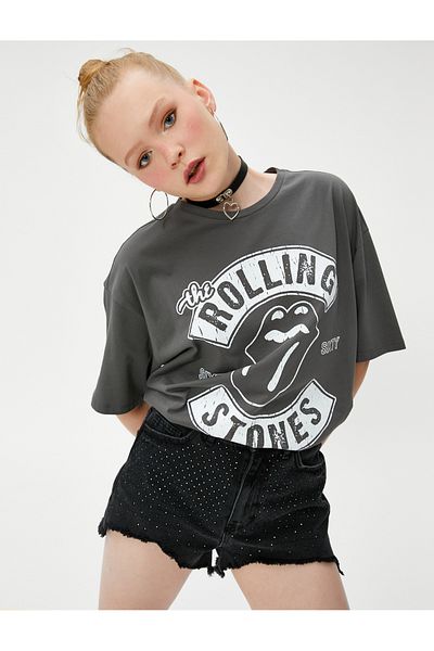 Koton Rolling Stones Licensed T-Shirt Crew Neck Short Sleeve Cotton