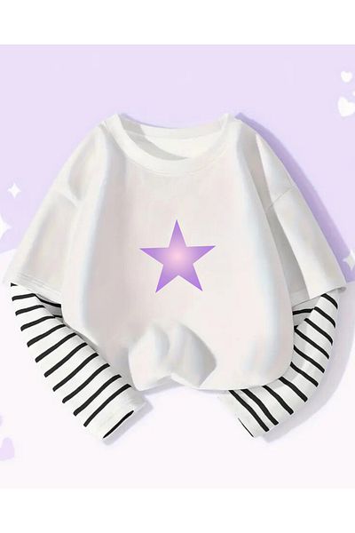 Touz Moda Star Unisex μακρυμάνικο λευκό μπλουζάκι