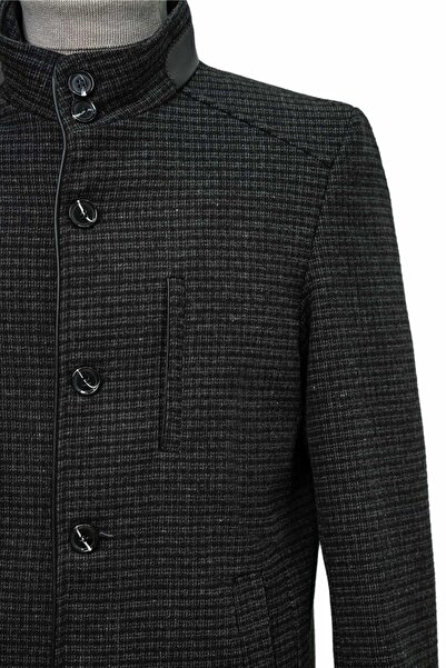 SÜVARİ Palton negru din lână cu carouri Süvari, cu ajustare confortabilă