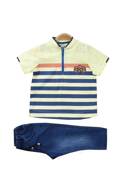 falcomini Boy's printed shirt with jeans, double suit