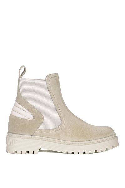 Ayakkabı Fuarı Elit Vvs24118S - Women's Suede Chelsea Boots, Genuine Leather, Sand Color