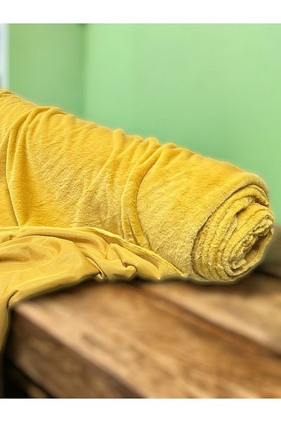 PLUSH STUDIO Zp Toscana, țesătură de pluș muștar 100x150cm Textil, Textil pentru casă
