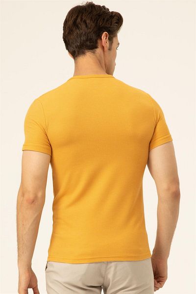 SÜVARİ Μπλουζάκι Süvari Slim Fit με μοτίβο βάφλας με λαιμόκοψη