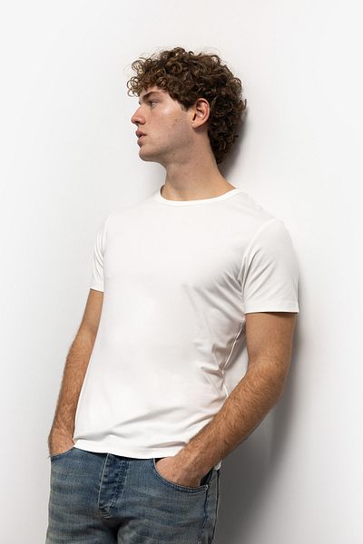 GIESTO Λευκό Basic Slim Fit T-Shirt