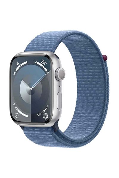 Apple Watch Series 9 GPS 45mm Silver Aluminium Case with Winter Blue Sport Loop
