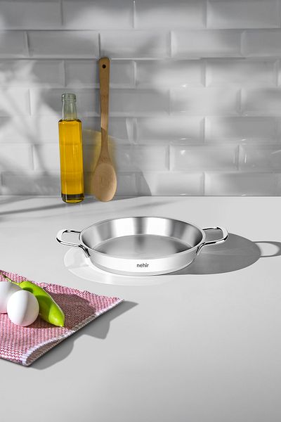 Nehir 16 cm Capless Silver Steel Italian Omelet Sahan
