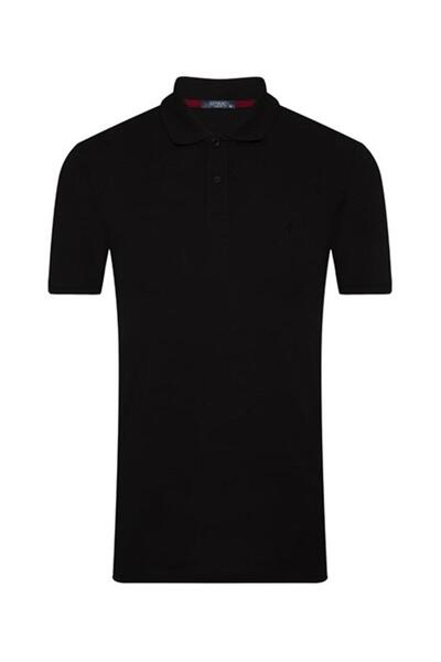 SÜVARİ Süvari Slim Fit Polo Yaka Siyah Pamuk Erkek Tshirt