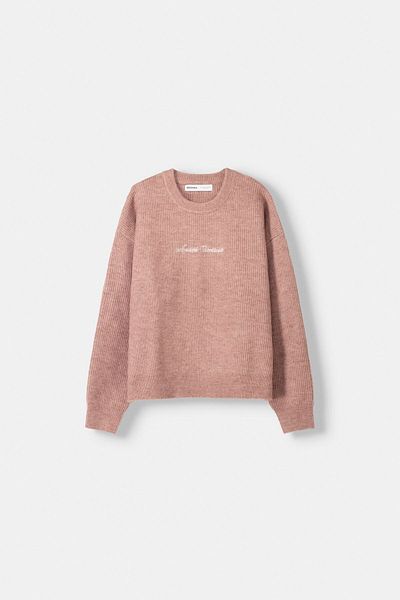 Bershka Embroidered textured sweater