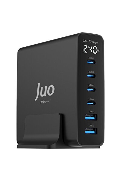 Juo 240W GaN PD 3.1 Masaüstü Hızlı Şarj Cihazı 4 Type-C + 2 USB-A iPhone & Ma...