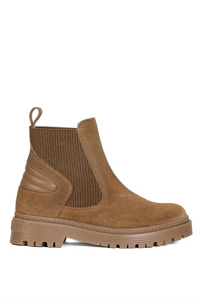 Ayakkabı Fuarı Elit Vvs24118S - Women's Tan Suede Genuine Leather Chelsea Boots