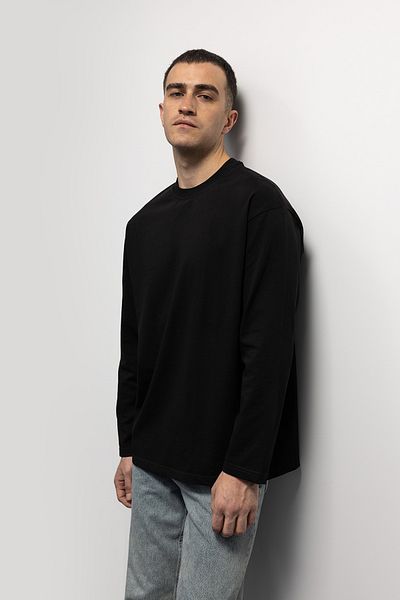 GIESTO Μαύρο Basic μακρυμάνικο T-shirt