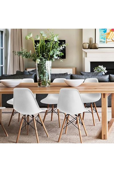 Taimi 6-Pieces Set Plastic Chairs White 70x40x40 cm Each