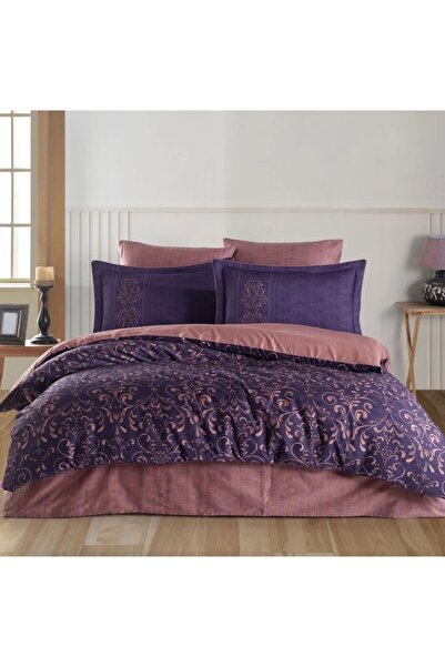 Hobby Çift Kişilik Saten Nevresim Gris Mor