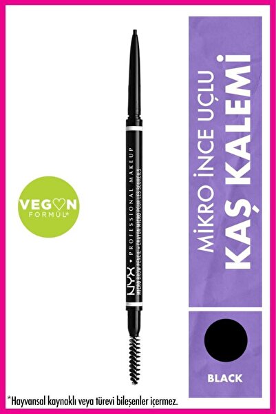 NYX Professional Makeup Ultra İnce Kaş Kalemi - Micro Brow Pencil Black 5 g