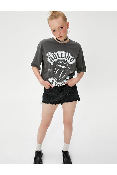 Koton Rolling Stones Licensed T-Shirt Crew Neck Short Sleeve Cotton