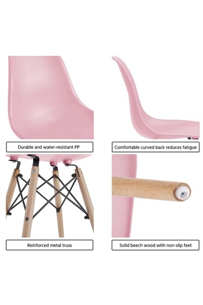 Taimi 4-Pieces Set Plastic Chairs Pink 70x40x40 cm Each