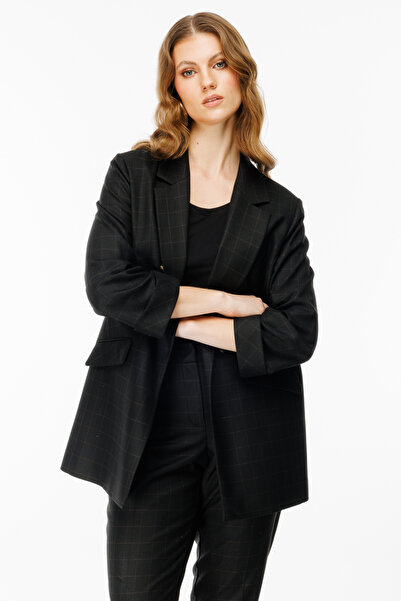 Ekol Kare Desenli Duble Kol Ceket