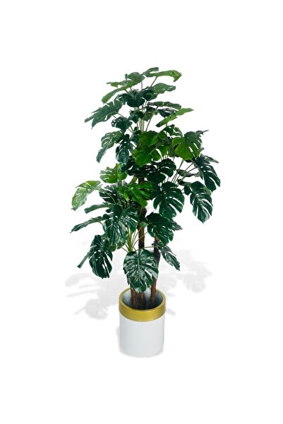 Nettenevime Yapay Çiçek Monstera Yeşil Deve Tabanı 3Katlı 135cm 54Yaprak Gold...