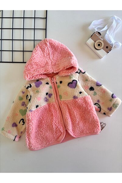 cacobutik kız bebek kapüşonlu welsoft kalın palto