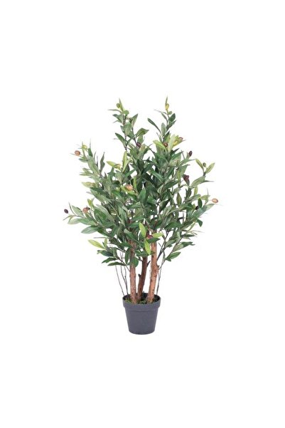 Nettenevime Yapay Çiçek Zeytin Ağacı 3 Gövdeli Plastik Siyah Saksıda 60cm Yapay Ağaç