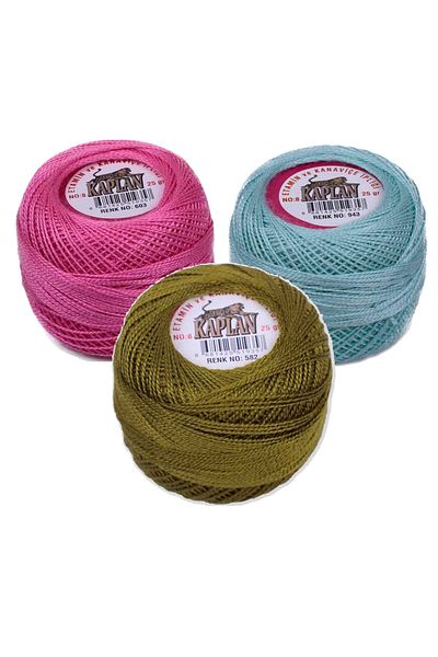 Angoravi 3 Pieces of Tiger Etamine and Cross Stitch Thread No. 8 Code/Color: 603 - 943 - 582 - Ryl