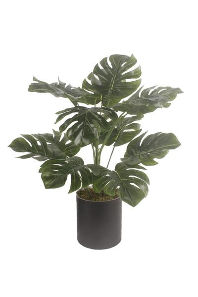Nettenevime Yapay Çiçek Monstera Deve Tabanı Siyah Saksılı Salon Çiçeği 15 Yaprak