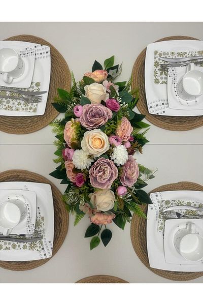 Nettenevime Τεχνητό λουλούδι Τραπέζι φαγητού Flower Powder Peony Cream Rose Τεχνητό λουλούδι τραπεζιού