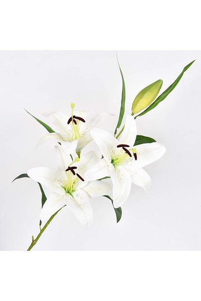 Nettenevime Τεχνητό Λουλούδι Κρίνος 3 Κεφαλών Wet Lily 80cm Λευκό