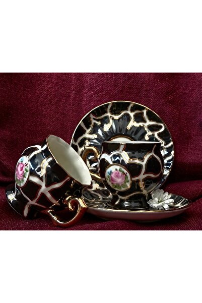 BY.RAYKA PORSELEN El Dekor Porcelain Hand Painting Set of 2 Coffee Cups