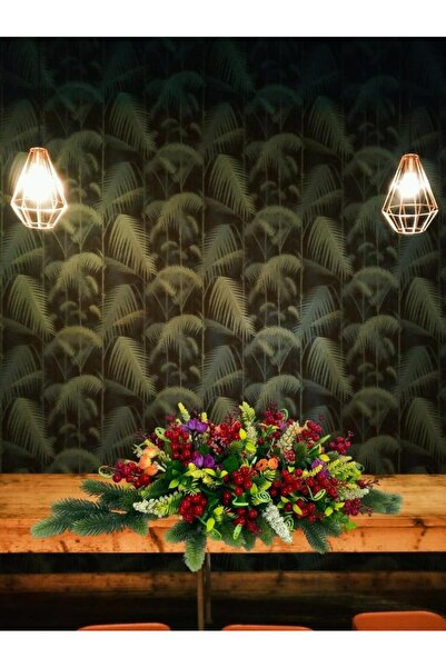 Nettenevime Artificial Flower Dining Table Flower Christmas Table Flower with Kokinal Green Pine Branches 75*35