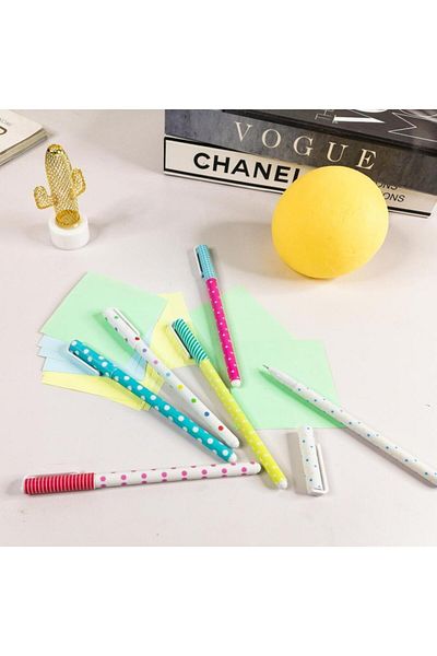 Nettenevime Polka Dot Colored Gel 6-Piece Gift Pen Set