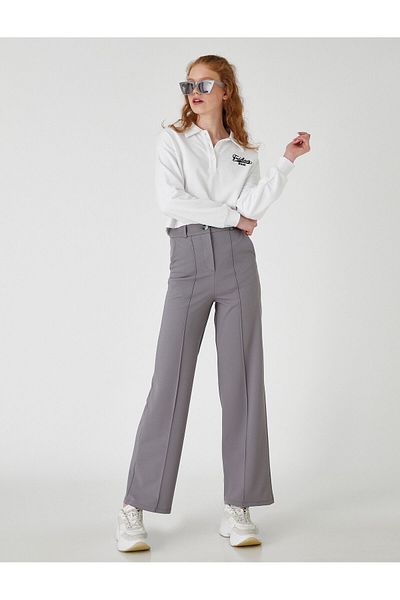 Koton Women's Anthracite Trousers 3WAL40093IK