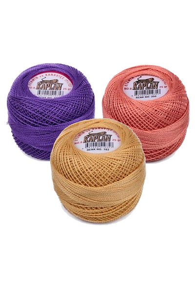 VB QUALITY 3 Pieces of Tiger Etamine and Cross Stitch Thread No. 8 Code/Color: 495 - 350 - 783 - Ryl