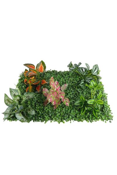 Nettenevime Yapay Çiçek Duvar Kaplama Panel Şimşir 40*60 5demet Yeşil Bitki Dik Duvar Uygulama Çiçeği