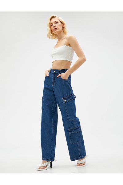 Koton Straight Leg Denim Cargo Pants