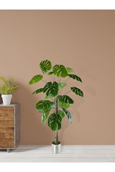 Nettenevime Yapay Ağaç Monstera 18 Dallı Çalılı Gövde 120x60cm Gümüş Aleminyum Saksıda