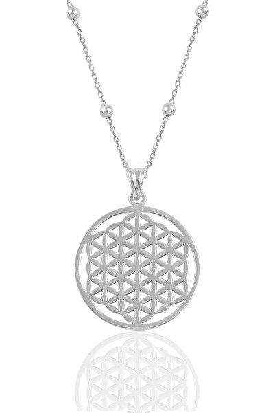 Söğütlü Silver Gümüş Altın Yaldızlı Top Top Zincirli Yaşam Çiçeği Kolye