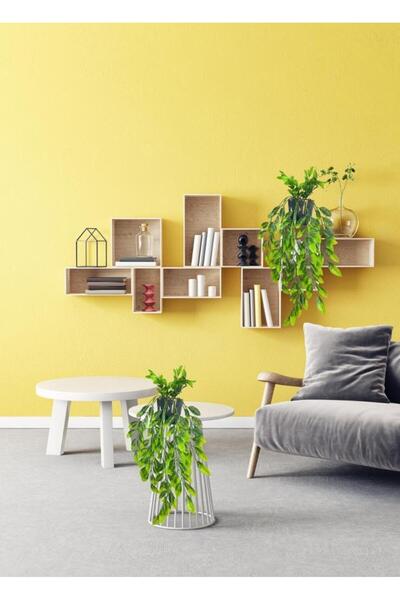 Nettenevime Yapay Çiçek Sarkan Fejka Nane Yapraklı Bitki Küçük Siyah Saksıda Yapay Sarmaşık 55cm