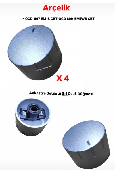 Arçelik OCD 607 EM1B CBT - OCD 609 EM1WS CBT Ankastre Set Üstü Gri Ocak Düğmesi