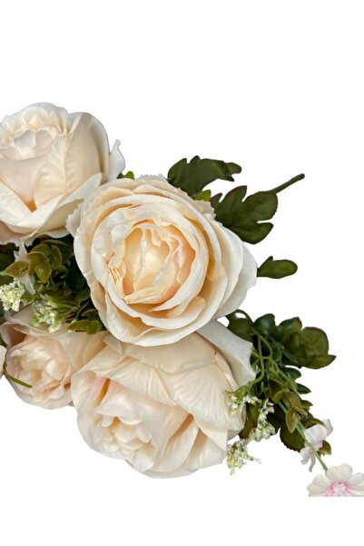 Nettenevime Yapay Çiçek Şakayık Gül 11 Dallı Büyük Demet 7dal Gül 4 Dal Cipso Soft Pembe