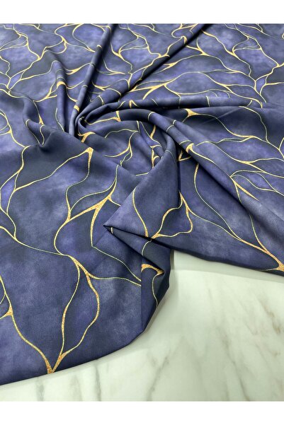 ipekkumaş Mavi Viva Desen Elbiselik Gömleklik Tivil Saten Kumaş